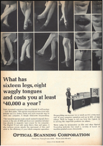 This 1960s advertisement targeted women computer operators for replacement by upgraded technology